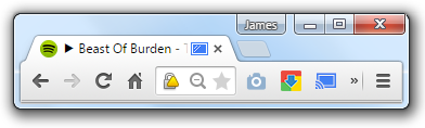 A Chrome window shrunk to a thin strip showing only the tab bar and toolbar
